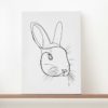 Digital Line Art Illustration of a Bunny placed on a canvas print.