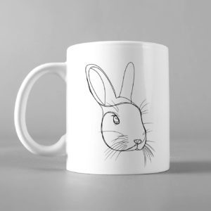 Bunny Line Art Printed on Plain or Enamel Mug