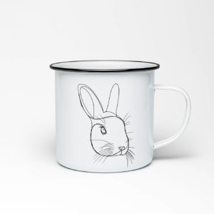Bunny Line Art Printed on Plain or Enamel Mug